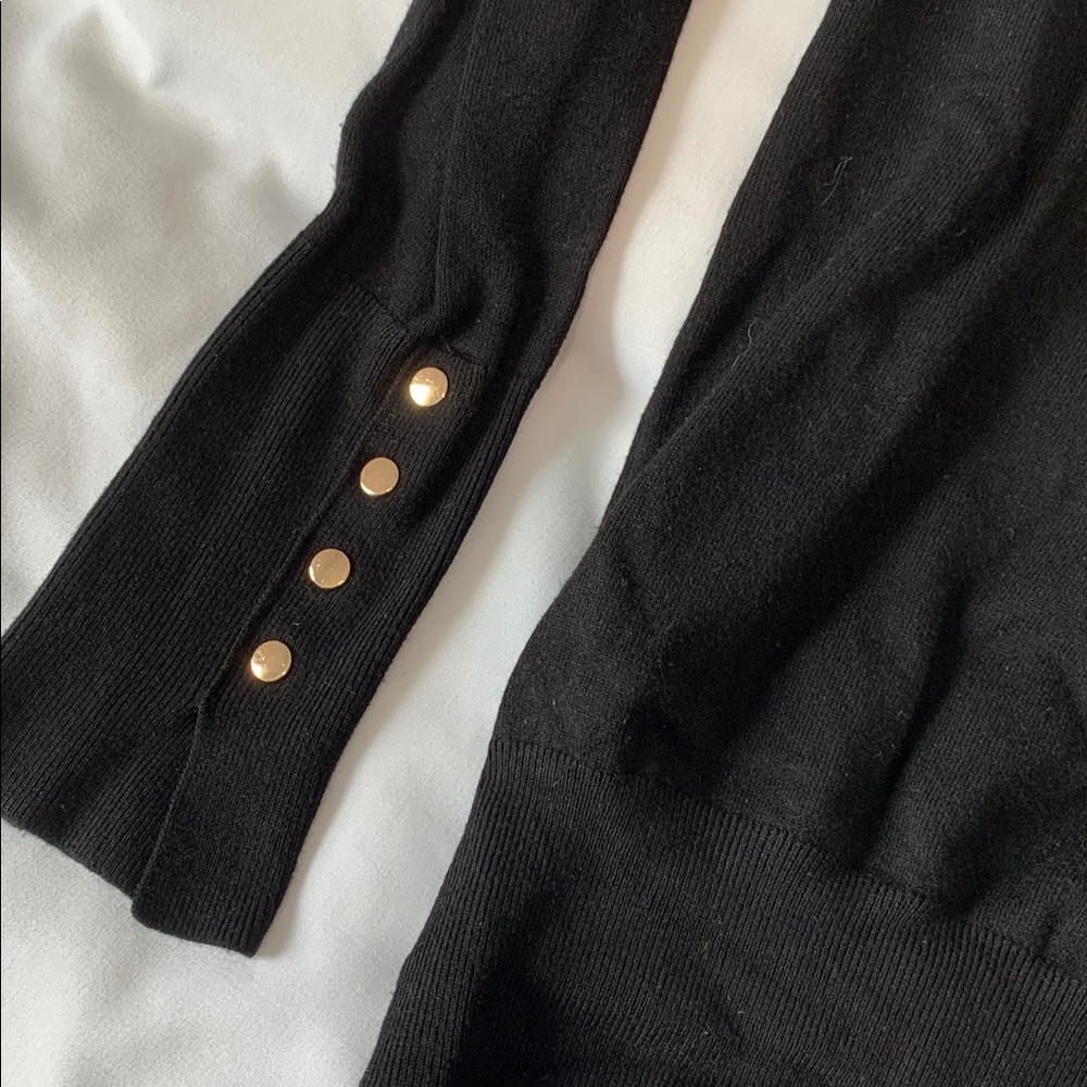 Zara Black Crewneck Sweater with Gold Button Detail - Picture 2 of 4